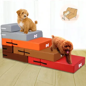 

Waterproof Leather Foldable Pet Stairs Detachable Pet Bed Cat Dog Ramp 2 Steps Ladder for Small Dogs Puppy Cat Bed pet ramp