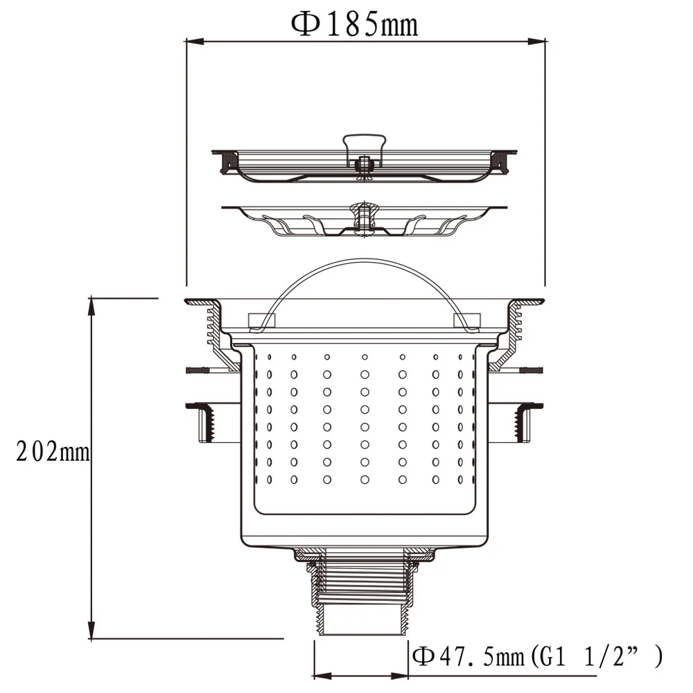 Talea Kitchen Stainless Steel Strainer 185mm Large Single Tank Cage Launching Device Accessories XP189C006