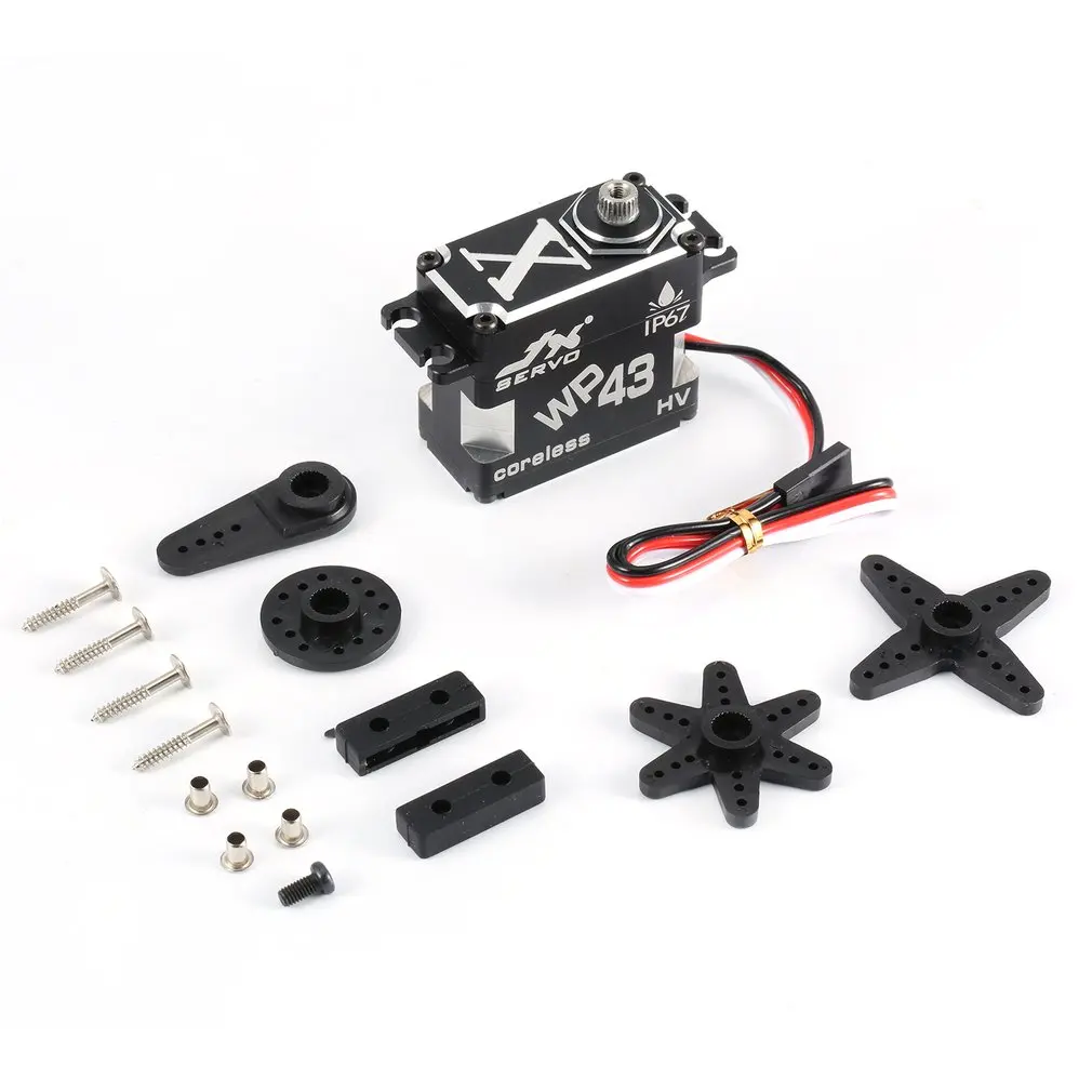 

JX WP45 45KG Waterproof Servo 8.4V 0.11sec Steel Gear 180 Degree HV Aluminum Coreless Servo for TRX 1/10 RC Car Boat Fixed-wing
