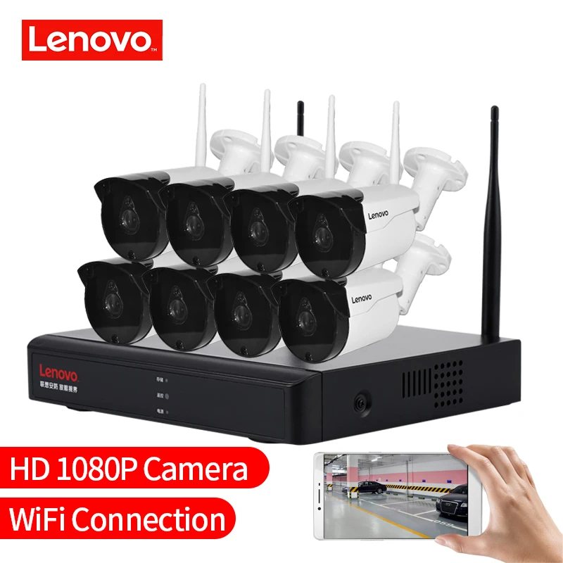 Беспроводная система видеонаблюдения LENOVO 1080P наружная камера 2 МП 8 каналов