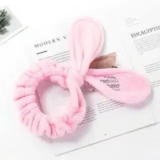 Реснички из кораллового флиса для волос бант крестик повязка для мытья лица макияж банная маска косметическая повязка для волос эластичные мягкие аксессуары для волос в виде тюрбана - Цвет: Pink