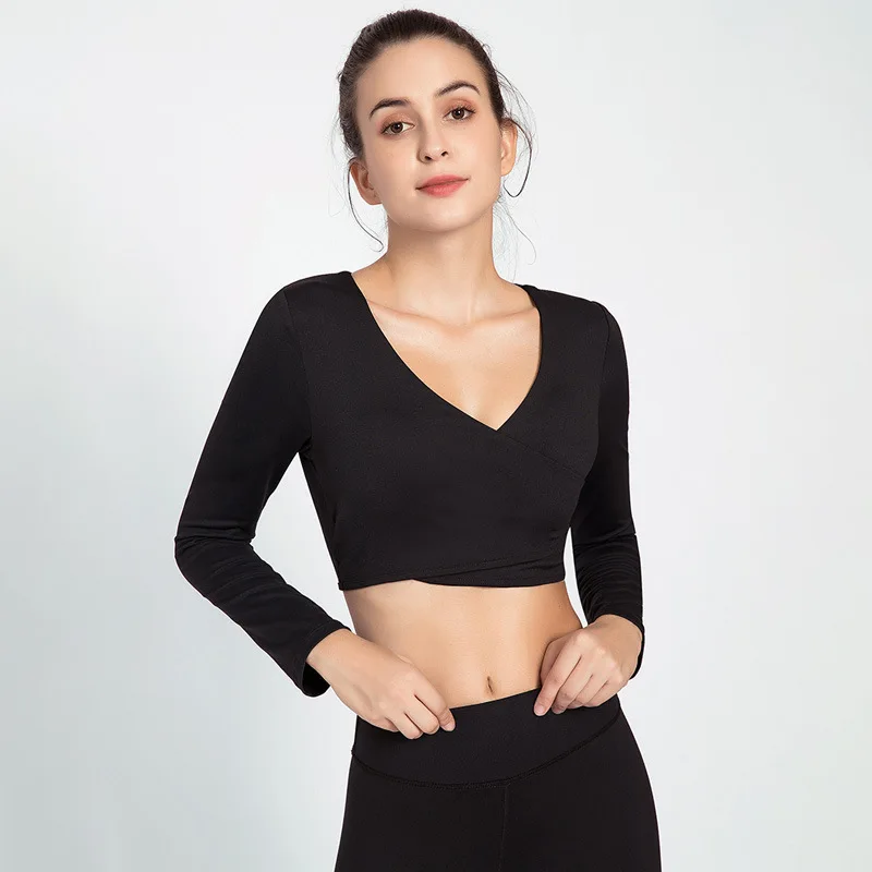 Женские футболки для йоги с длинным рукавом для тренажерного зала, бега, спорта футболка упражнения быстросохнущая футболка для занятий йогой верхняя одежда