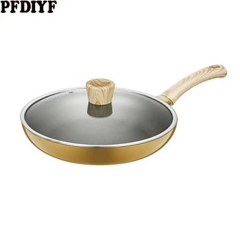 

Full Set Of Household Gold Soup Pot Non-stick Steak Pan Wok Induction Cooker Milk Pot Frying Pan With Wood Handle Kitchen Set