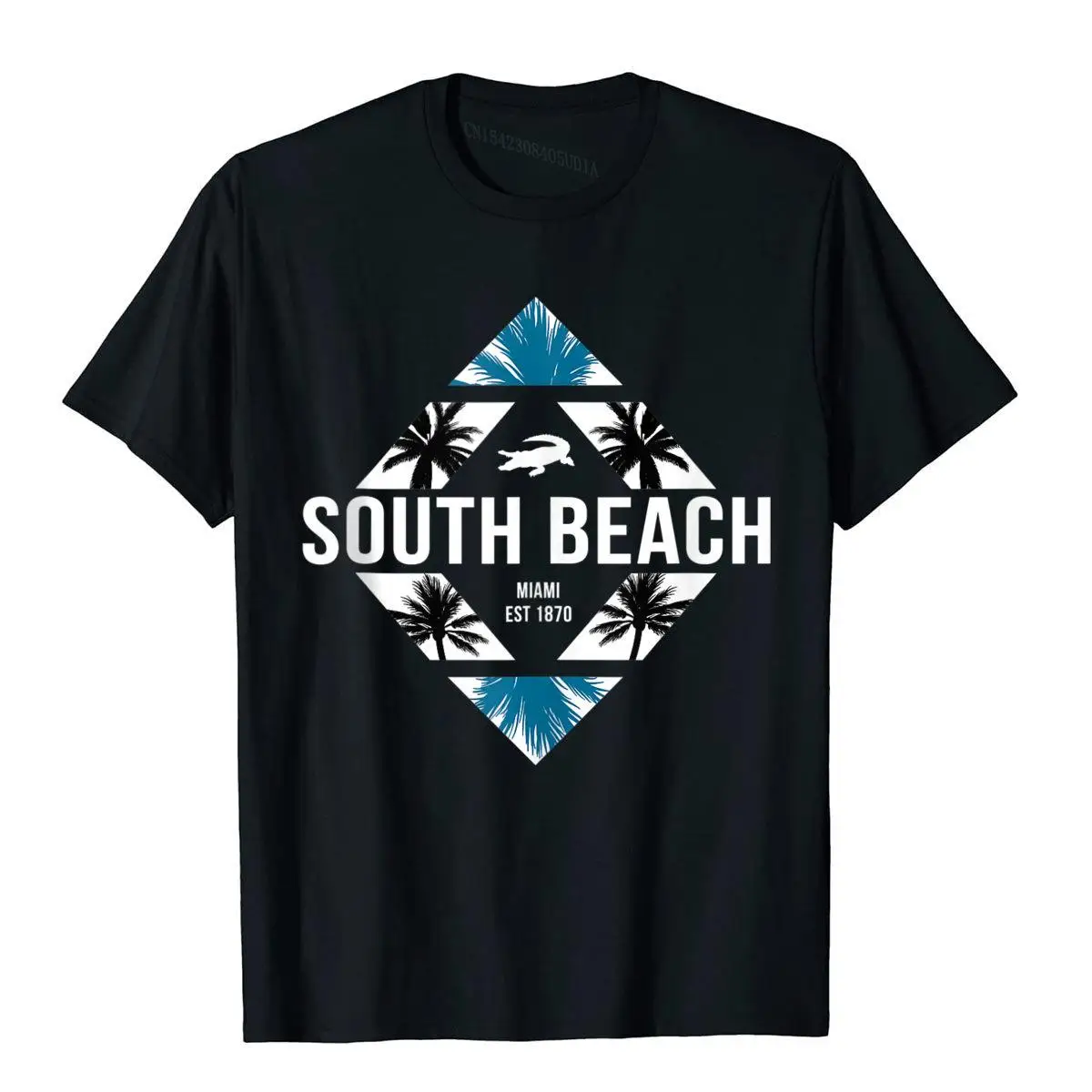 South Beach Miami Florida Geometric Alligator Tshirts Men Personalized Tops &amp Tees Cotton Boy T Shirts Preppy Style Retro |