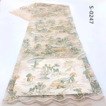 

2020 Latest High Quality African Lace Fabric Sequined French Embroidery Tulle Lace Fabric For Nigerian Wedding Party Dress