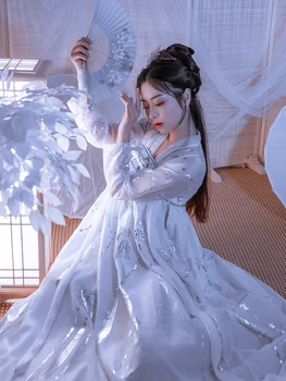 

2020 hanfu chinese style ancient costume traditional folk dance stage performance clothing retro singers princess fairy dress