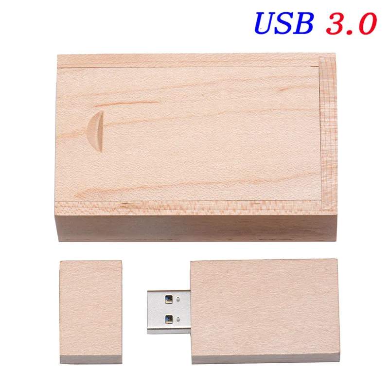 Maple wood JASTER USB 3,0 креативный бамбуковый и деревянный u-диск квадратный USB+ нажимная коробка 4 ГБ 8 ГБ 16 ГБ 32 ГБ 64 ГБ 128 ГБ usb флеш-карта памяти - Цвет: Maple wood