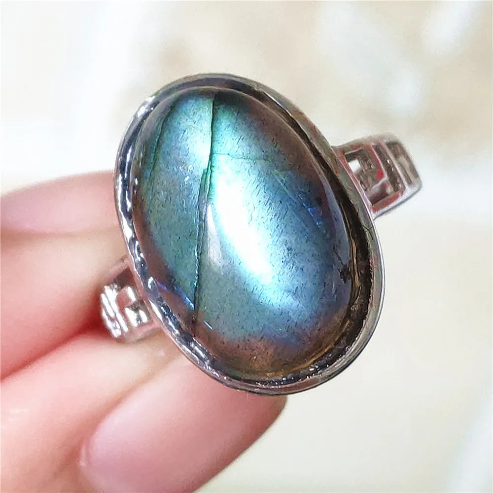 name necklace Genuine Natural Labradorite Blue Light Adjustable Ring 925 Sterling Silver Labradorite Oval Resizable Ring Jewelry AAAAAA gold necklace design