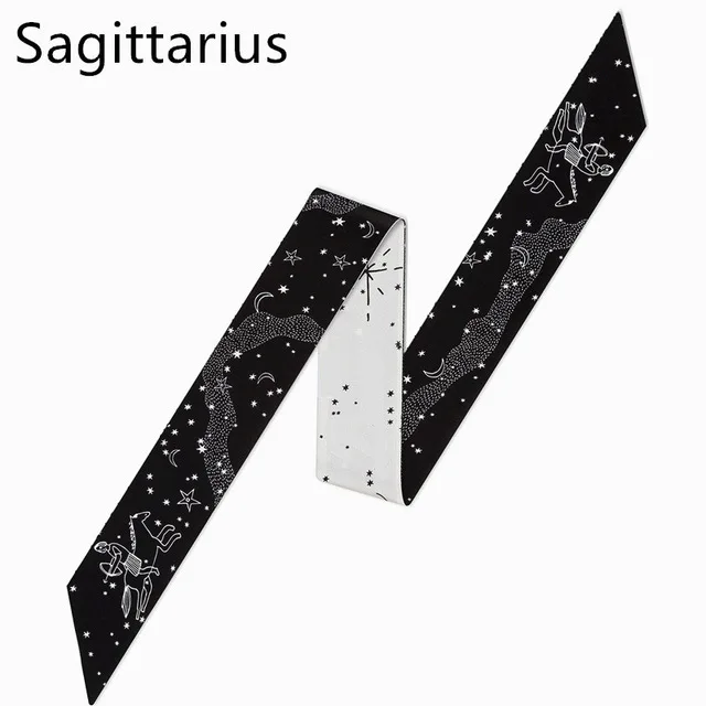 Sagittarius TOPHIGH, 12 созвездий, дизайн, женский шелковый шарф с принтом, модный,, роскошный, брендовый, маленький галстук, завязывается, Сумка с лентами - Цвет: Sagittarius