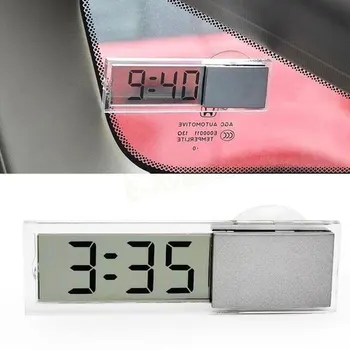 

1 Pcs Car Electronic Clock Mini Transparent LCD Display Digital Screen with Sucker Glass Car Ornaments Auto Interior Accessories