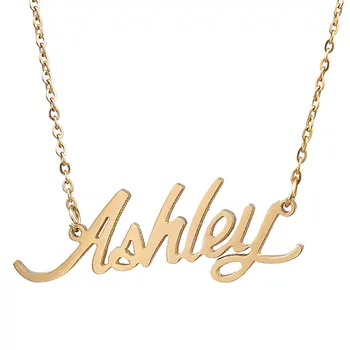 

Gold Color Personalized Name Letter Necklace Stainless Steel Long Necklaces Custom Wedding Jewelry AAA Quality