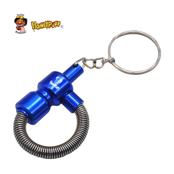 

Honeypuff Metal Spring Pipe Metal Portable Tobacco Pipe with Key Chain Cigarette Pipe Accessories