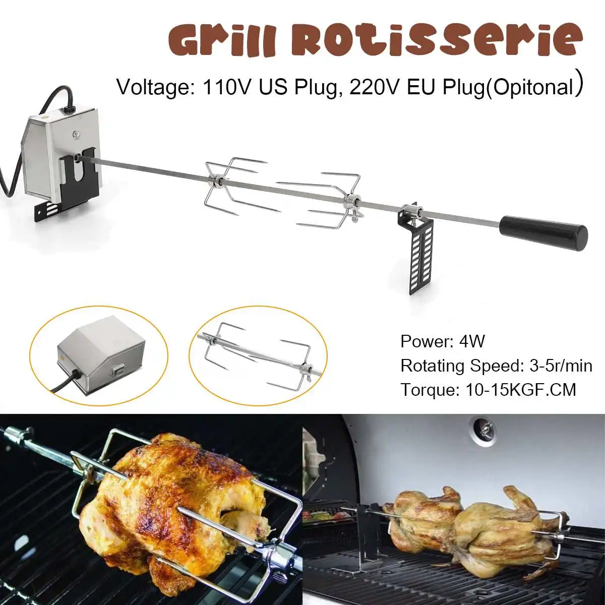 47" Automatic Electric Bbq Grill Rotisserie Parts Motor Spit Roaster