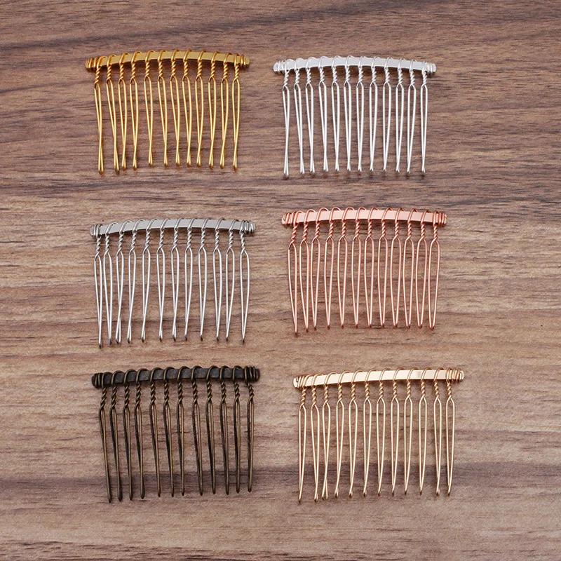

20pcs Metal Wired 12 15 20 25-teeth Hair Combs Headdress Hairpin Base Setting DIY Women Bridal Party Hairwears Hair Accessories