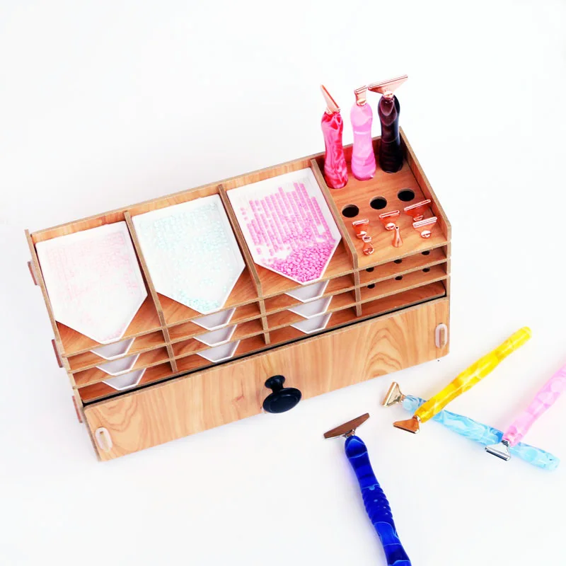 New Diamond Painting Wood Drawer Storage Beads Box Tool Multifunctional DIY Mosaic Multi-layer Function Case Nail Kit