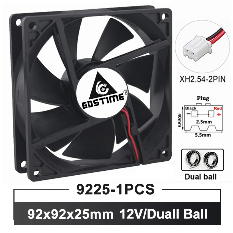 Gdstime 90mm 90x90x25mm 12V Cooler Fan Computer PC CPU Cooling Fans DC 92mm 3.5inch Brushelss Ball Axial flow | Компьютеры и офис