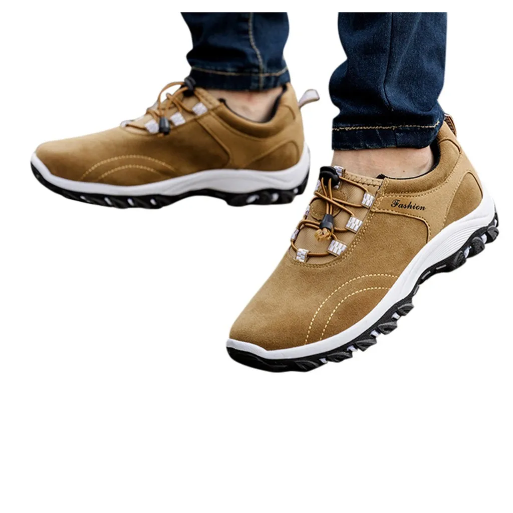 Мужские кроссовки высокого качества из замши на нескользящей подошве; спортивная мужская обувь на шнуровке для альпинизма; износостойкие кроссовки