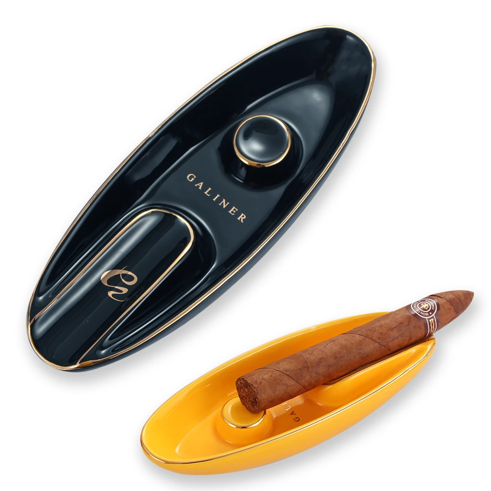 GALINER Portable Cigar Ashtray Ceramic Travel 1 Tube Holder Cigar Ash