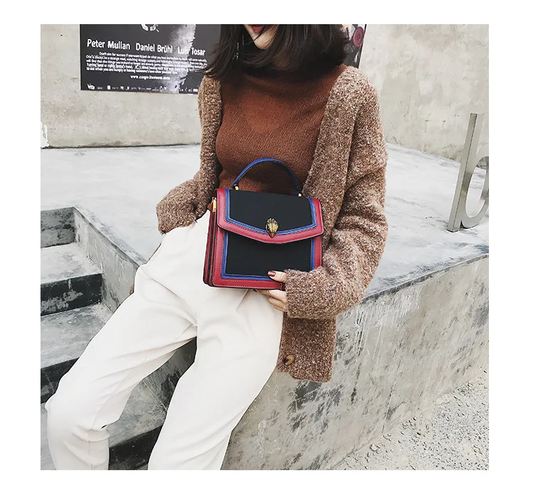 

Korean version of solid qualitative generous package frosted contrast birds shoulder diagonal women's bag