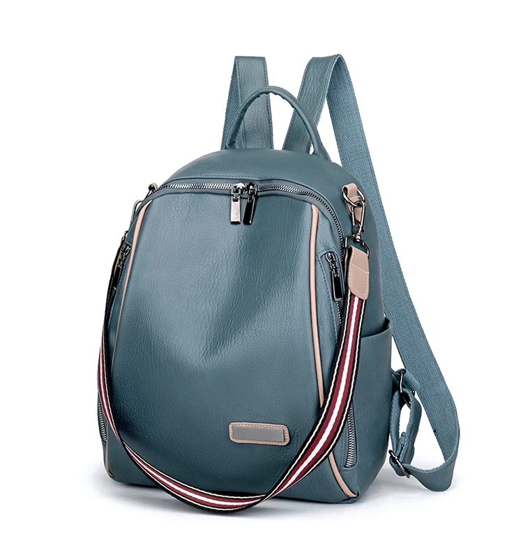 Женский рюкзак, весна, новая мода, дикая качественная мягкая кожа, для отдыха и путешествий, большая вместительность, синий цвет, сумка, кошелек
