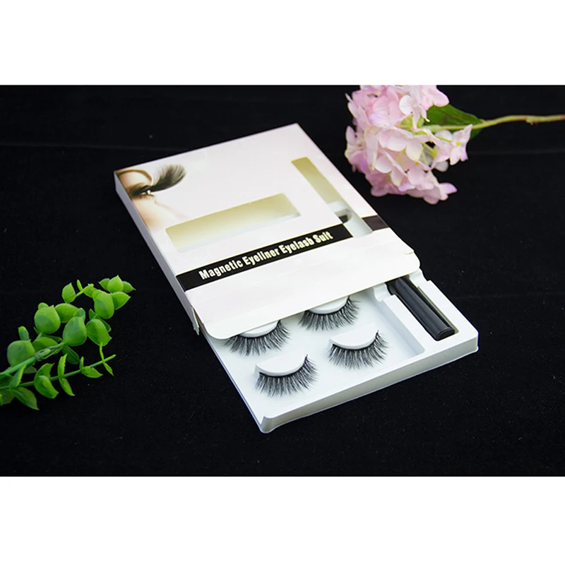 professional 3 Pairs False Eyelashes Set With Tweezer Makeup Kits Magnetic Eyeliner Liquid Thick And Curled Eyeashes