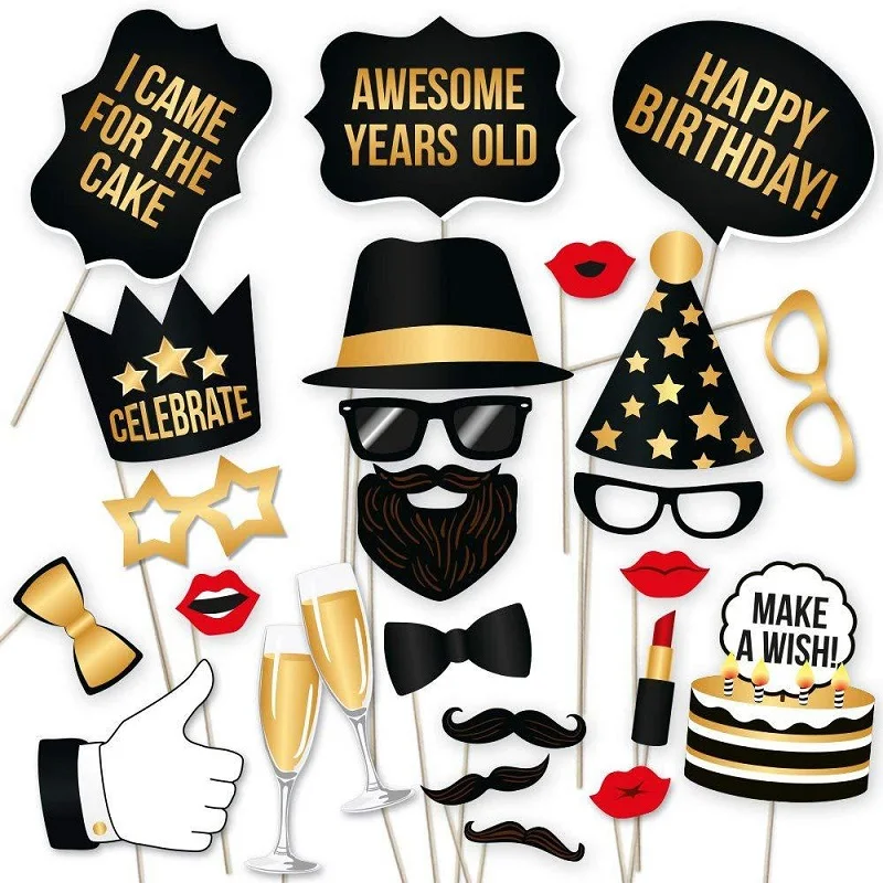 34pcs photo props День рождения украшение набор «С Днем Рождения» баннер гелиевый номер воздушный шар Дети взрослый 30th 40th 18th День рождения украшения - Цвет: 34pcs photo props