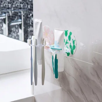 

Strong Suction Toothbrush Rack Bathroom Toothbrush Dispenser Punch-free Shaver Storage Rack Organizer