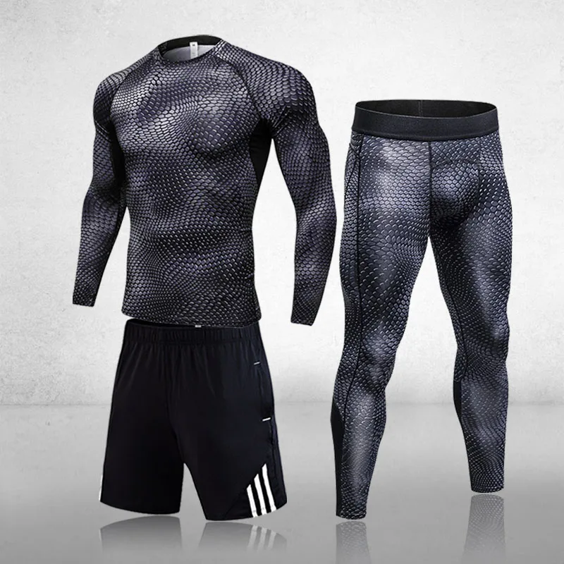 

Quick-Drying Compression Men's Sports Training Suit Husband Gym Jogging Running 3Pcs Sets Tight Fitness Workout Clothes