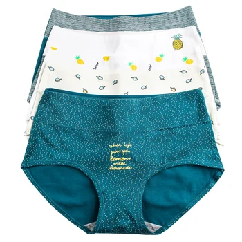 LANGSHA 5Pcs Women Panties Lady Cotton Underwear Girls Breathable Seamless High Waist Briefs Women Cute Sexy Lingerie Intimates