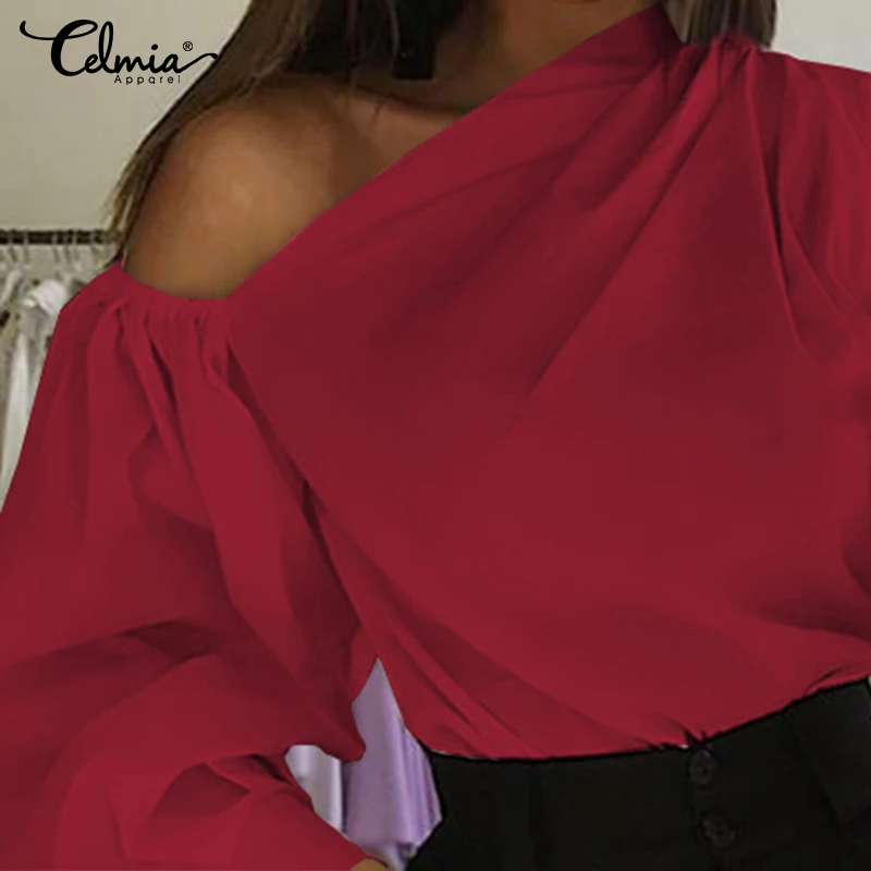 5XL Celmia для женщин с длинными рукавами рубашки мальчиков Сезон лето Однотонные