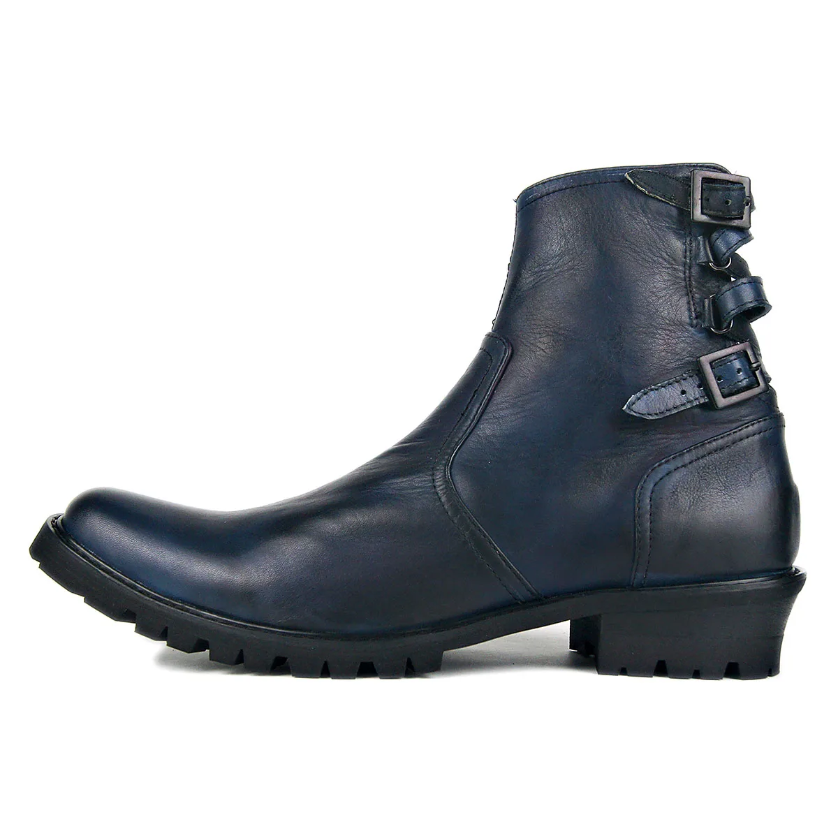 OTTO/Новинка; Лидер продаж; Ботинки Челси из натуральной коровьей кожи; chukka; мужские ботинки на молнии; высокое качество; модные мужские ботинки в британском стиле - Цвет: Blue