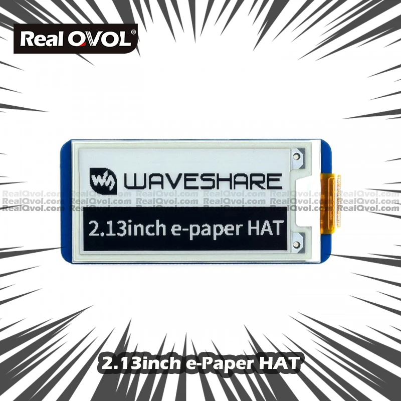 

RealQvol 2.13inch e-Paper HAT 250*122 Resolution SPI Interface White And Black Supports Raspberry Pi Series Boards Jetson Nano