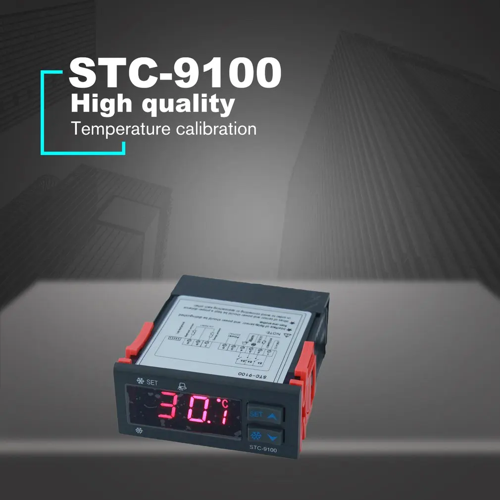 STC-9100 iIntelligent Temperature Controller Refrigeration Defrosting Alarm Output Dual Sensor Thermoregulator Thermometer