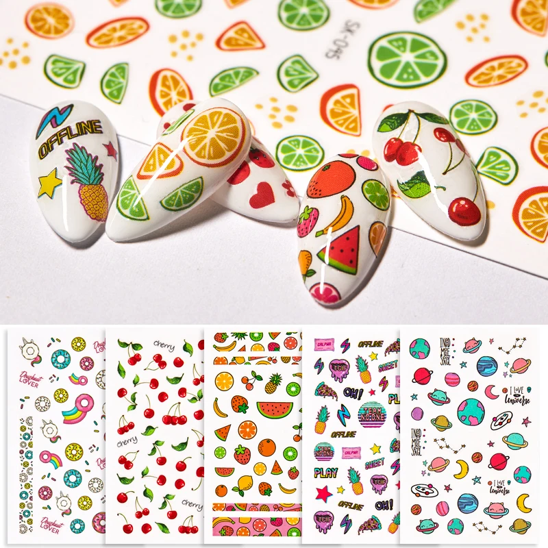Sweets Ice Cream Summer Nail Sticker Mixed Colorful Fruit Diy Water Decals Art Decorations Manicure Tool | Красота и здоровье