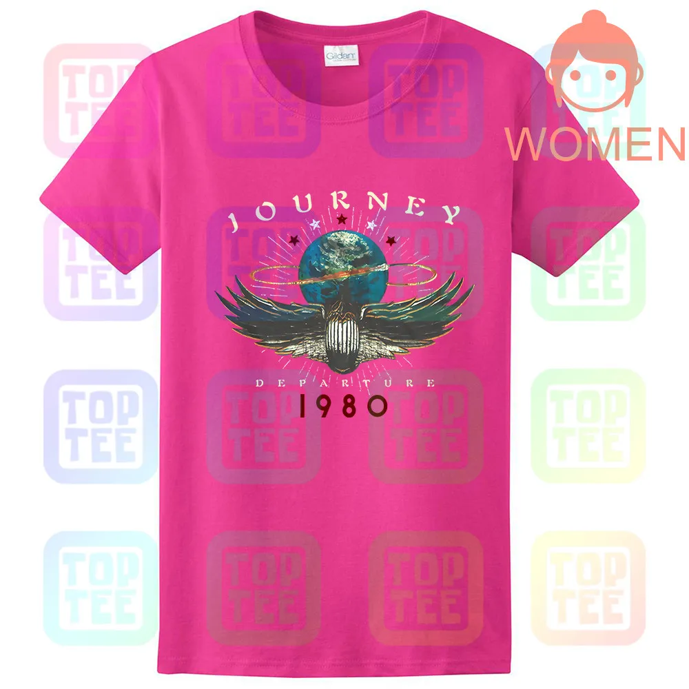 Journey 1980 дым вылет музыка рок группа взрослых Мужская футболка JOU547 - Цвет: WOMEN-ROSE