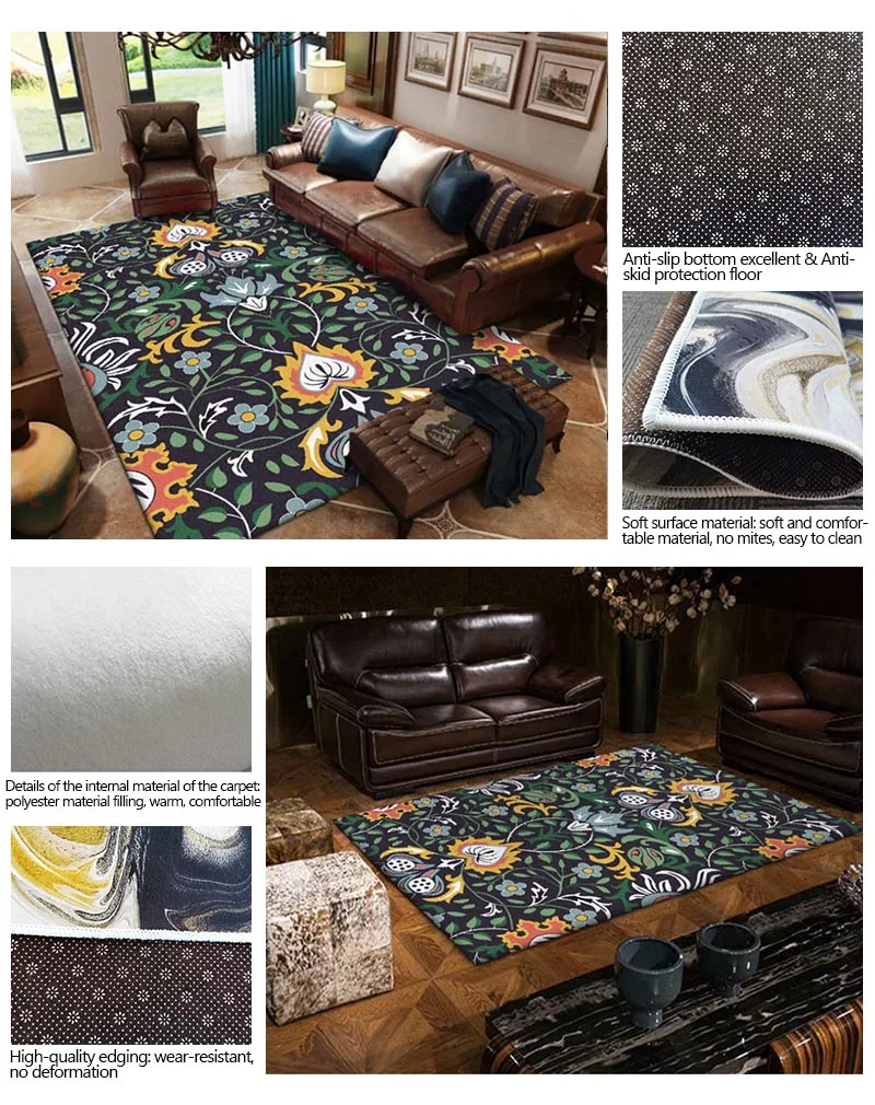 Waliicorners Customized Carpets for Living Room Home Decor Mats Nordic Style Vintage Green Plant Pattern Rugs 7 H761fe069c05e4c008c6ac1d803c92b2dU