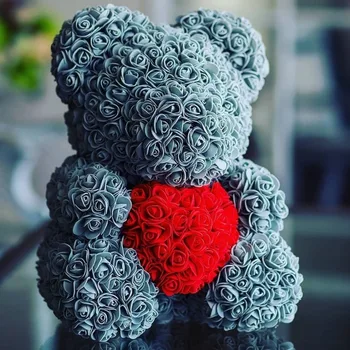 

2020 Hot Sale Big Bear of Roses Artificial Flowers Home Wedding Festival DIY Christmas Valentine Gift Box Wreath Crafts Dropship
