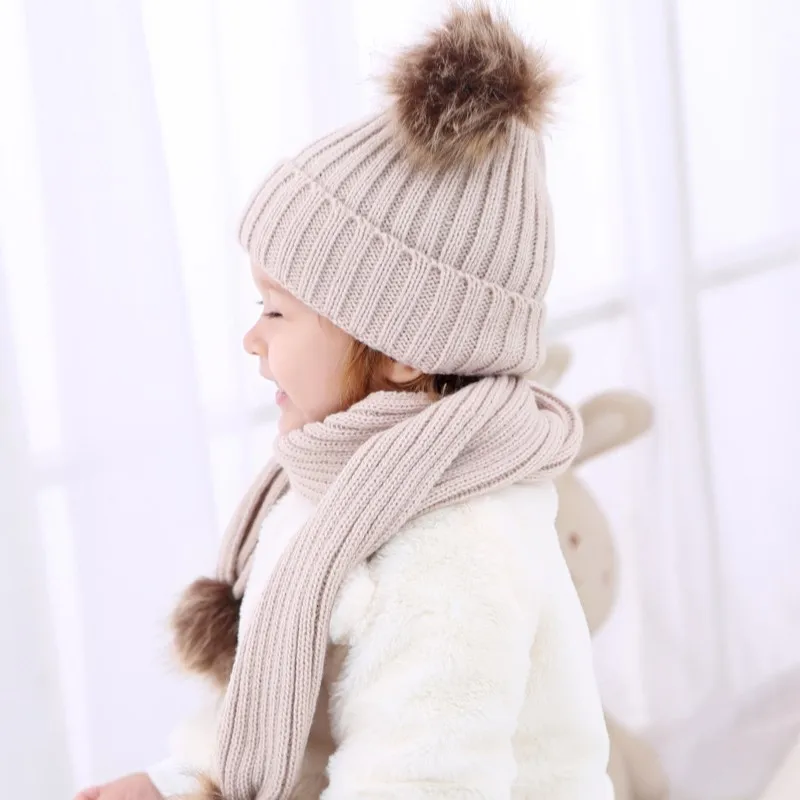 Детская зимняя шапка с помпонами для девочек; Вязаная Шапка-бини; брендовая плотная детская шапка; зимняя теплая шапка для маленьких девочек