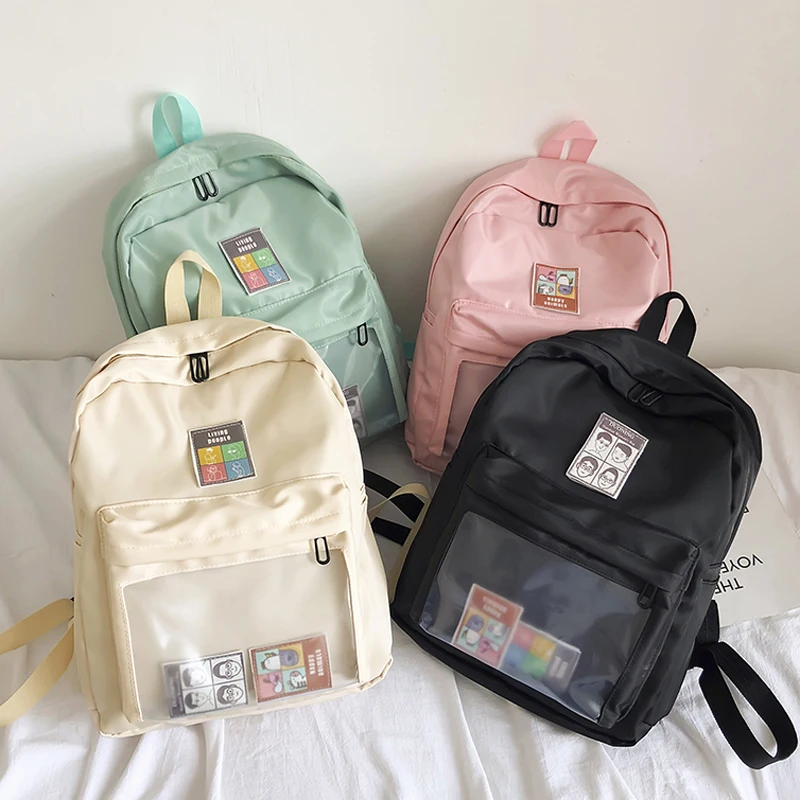 

Cute Canvas Women Backpack Transparent Children Packbags Duck Toy Shoulder Bag For Teenage Girl School Bag Bagpack Rucksack 2019