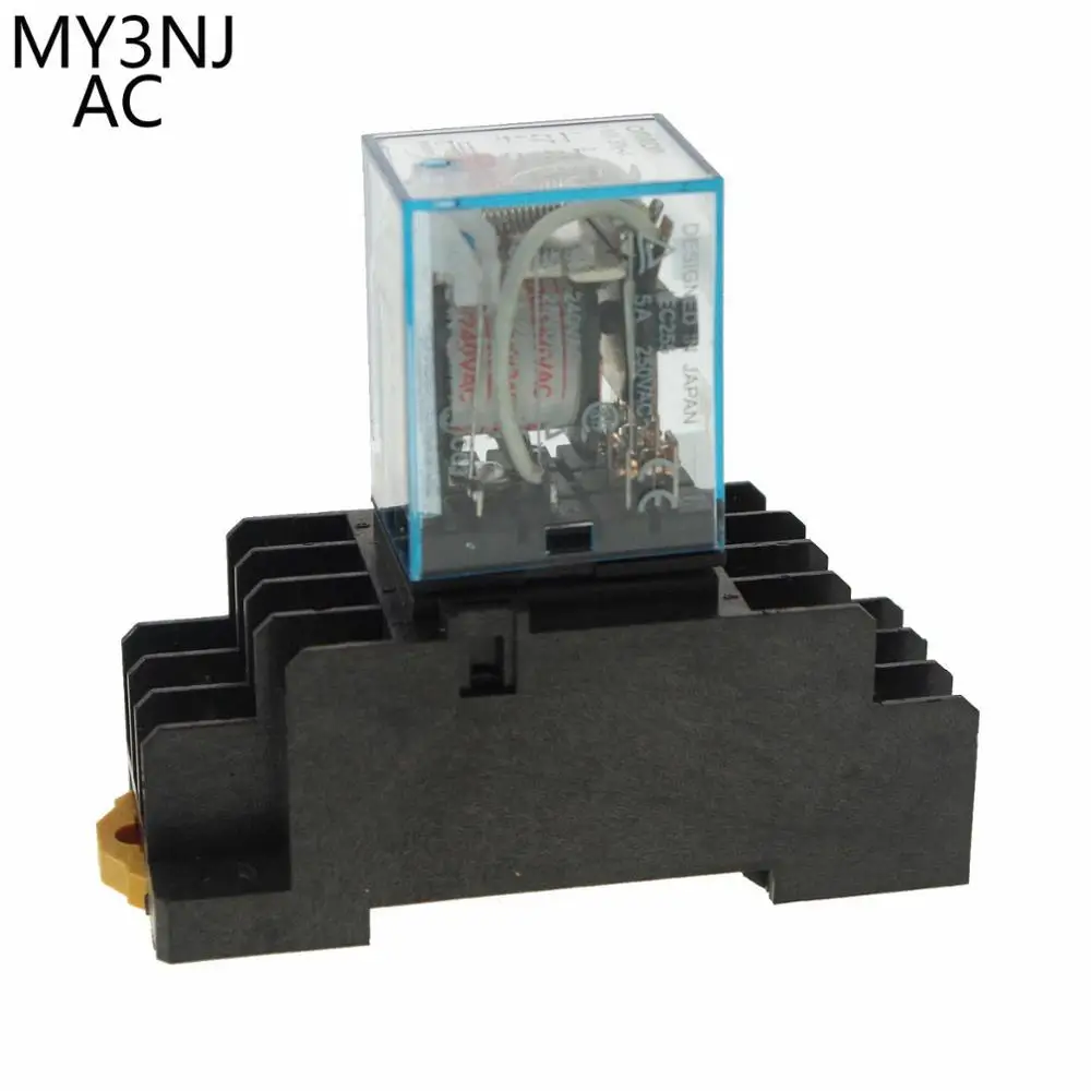 

1PCS MY3 HH53P MY3NJ Micro Mini Coil Power Relay 11pin 3NO 3NC AC12V AC24V AC110V AC220V LED Lamp 5A with socket