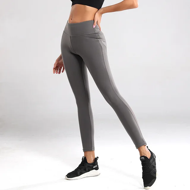 Sports women's tight, elastic, fast dry running fitness Capris pants high waist peach Yoga Pants Leggings sport fitness pants 3