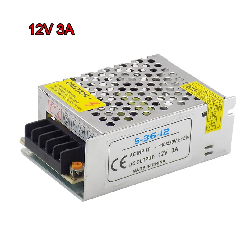 Блок питания адаптер трансформатора освещения DC 12V 3A CCTV конвертер для камеры для светодиодной ленты выключатель света зарядное устройство водителя K18