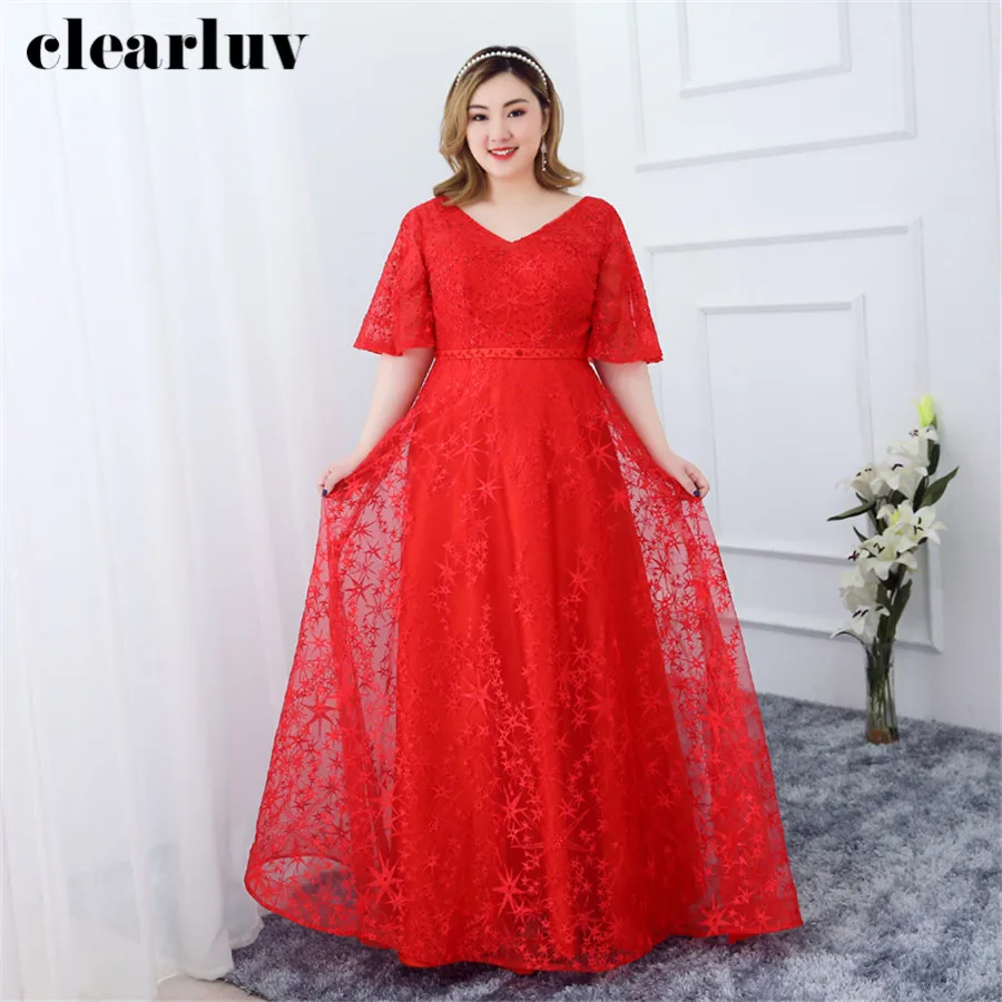 

A-Line Evening Dress Half Sleeve New Plus Size Women Party Dresses T264 2019 Floor Length Robe De Soiree Long Evening Party Gown