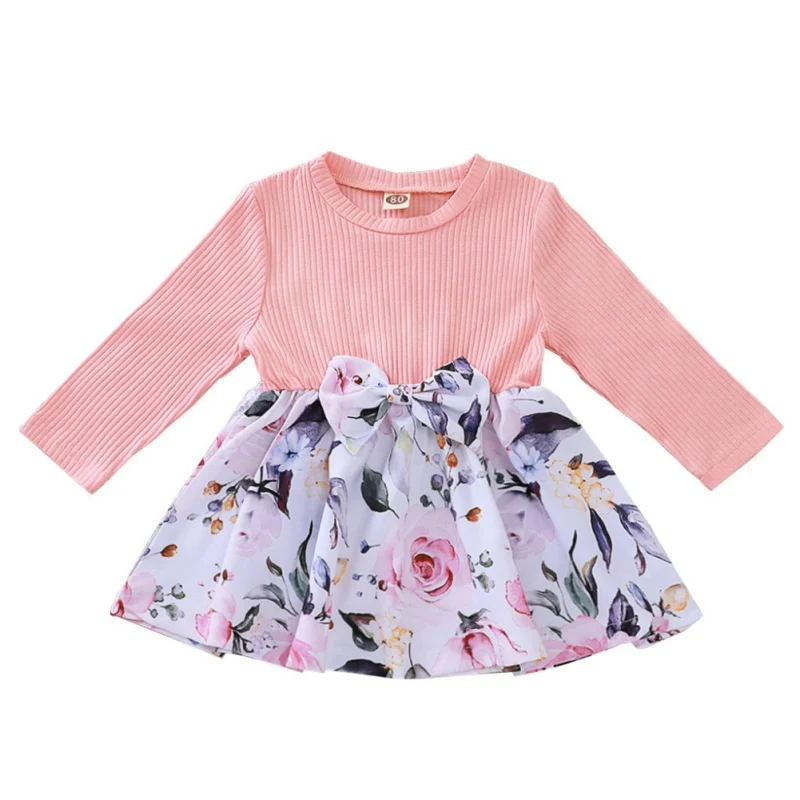baby Dress Rose Print Baby Girl Clothes Baby Girl Long Sleeve Princess