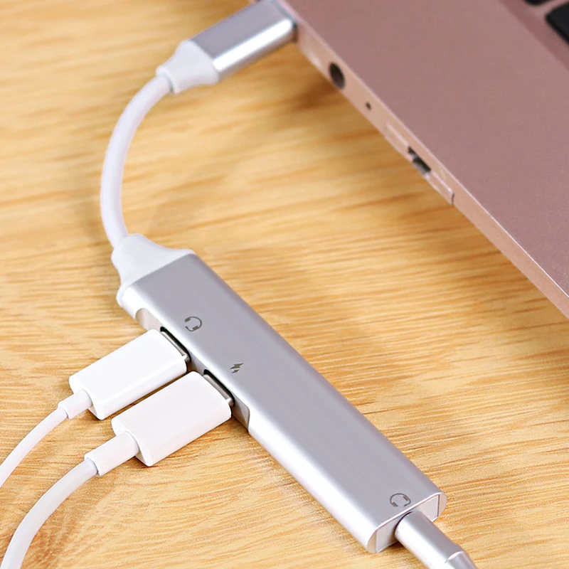 Аудиоадаптер USB Type C с разъемом 3 5 мм для наушников PD 0 Samsung S8 Huawei mate 9 Xiaomi