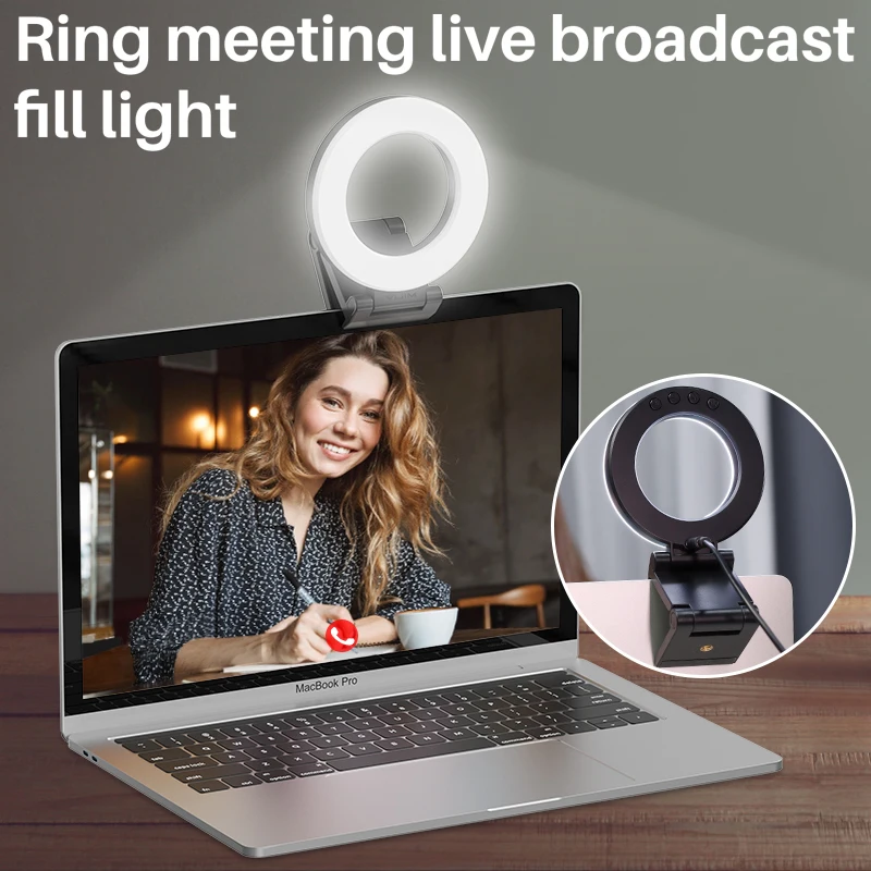 Illuminazione a LED con luce ad anello da 16CM con Clip sul Computer  portatile per videoconferenze Zoom Webcam Chat Live Streaming  -  AliExpress