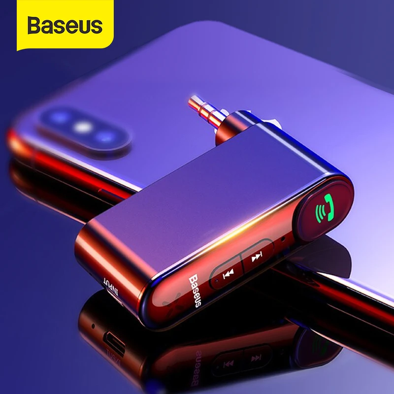 Baseus-Dispositivo receptor de bluetooth 5.0 para coche, kit inalámbrico para música y manos libres, altavoz estéreo, AUX, 3,5 mm, Jack Audio