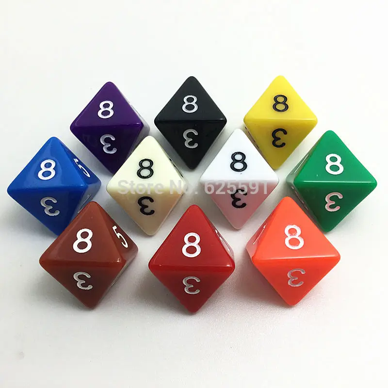 10pcs/set T&g High Quality Colorful D8 Dice Set Opaque Effect, 8 Side