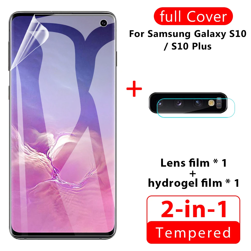 

2 in 1 Hydrogel Film+ Clear Camera Film For Samsung Galaxy S10 S9 S8 Note 10 Plus S10e S9 S8 S10 Note 8 9 10 Pro Soft Front Film