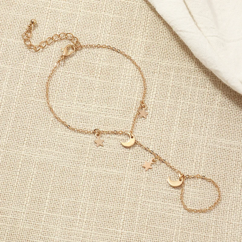 Pendant Chain Bracelet Connected Finger Bracelet for Women Girl bracelet jewelry